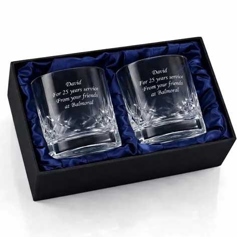 Personalised Cut Crystal Whiskey Tumbler Set