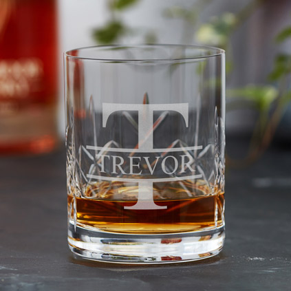 Personalised Monogram Name And Initial Crystal Whisky Glass