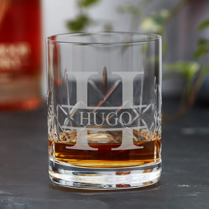 Personalised Monogram Name And Initial Crystal Whisky Glass