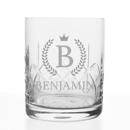 Personalised Crown Monogram Crystal Whisky Glass