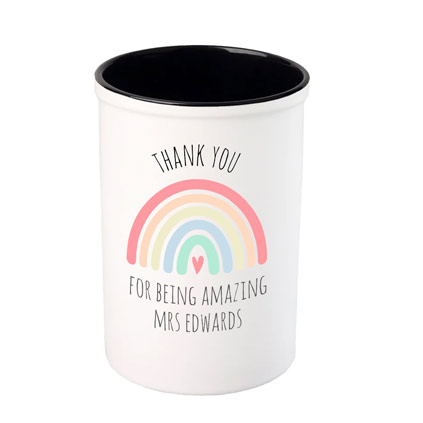 Personalised Pen And Pencil Pot - Watercolour Rainbow Thank You Gift