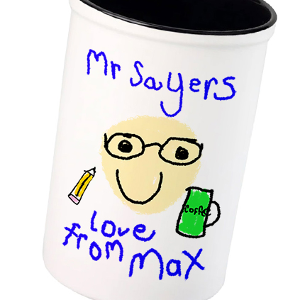 Personalised Children's Drawing Upload Pen Pot for Teachers