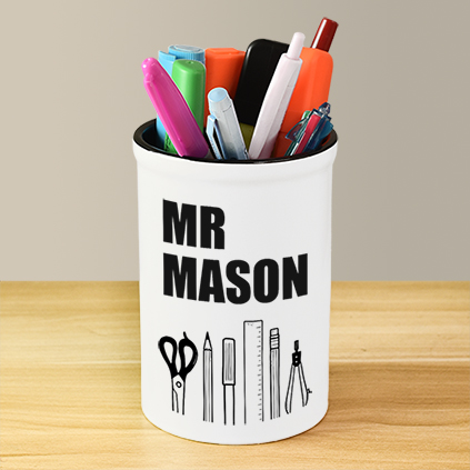Personalised Black and White Stationery Pen Pot