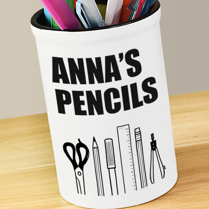 Personalised Black and White Stationery Pen Pot