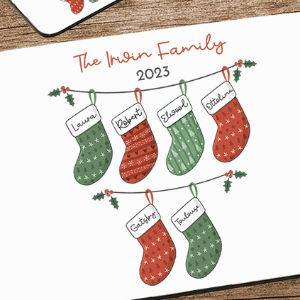 Personalised Christmas Stocking Placemat For Families