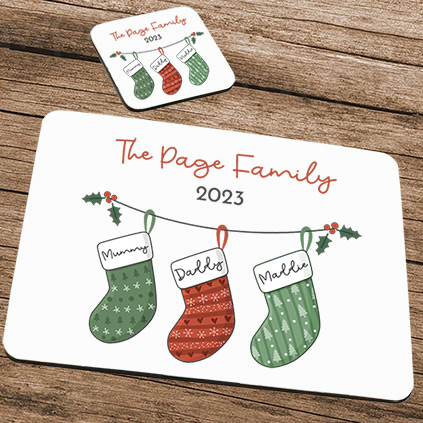 Personalised Christmas Stocking Placemat For Families