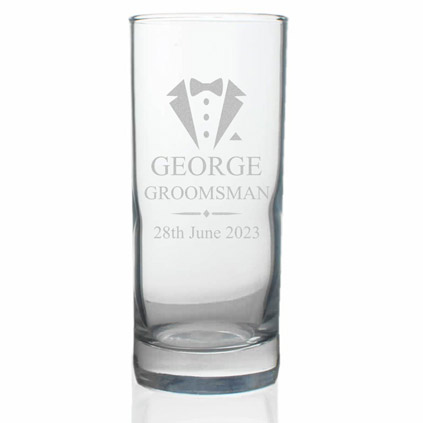 Personalised Wedding Hi Ball Glass Suit And Tie