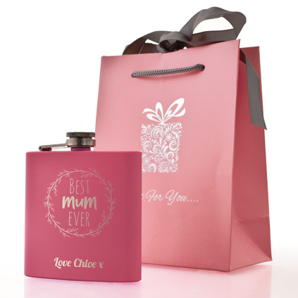 Personalised Pink Hip Flask - Best Mum Ever