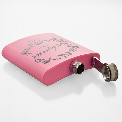 Personalised Bridal Party Pink Hip Flask