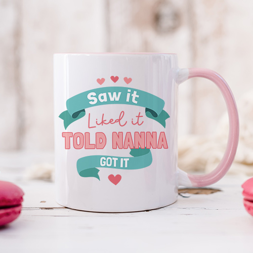 Personalised Saw It, Liked It, Told Nanny, I Got It Mug