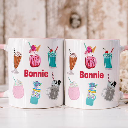 Personalised Milkshake and Freakshake Kids Pink Mug