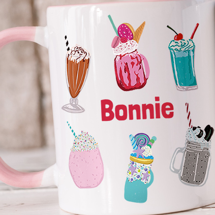 Personalised Milkshake and Freakshake Kids Pink Mug