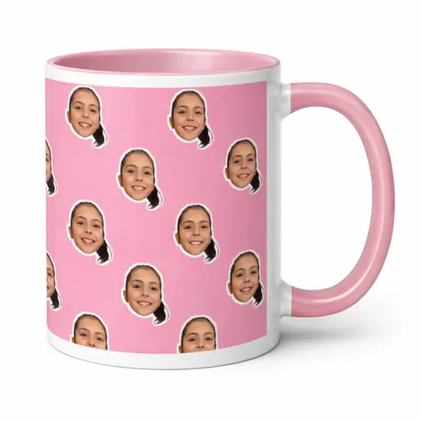 Personalised Pink Photo Face Mug For Mum