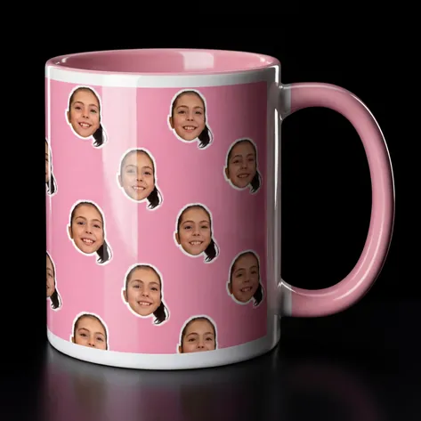 Personalised Pink Photo Face Mug For Mum