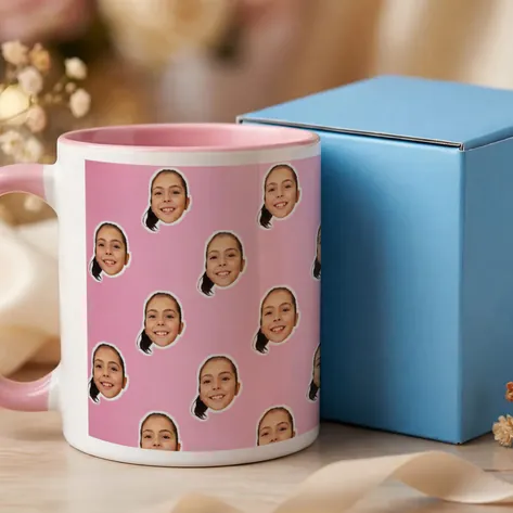 Personalised Pink Photo Face Mug For Mum
