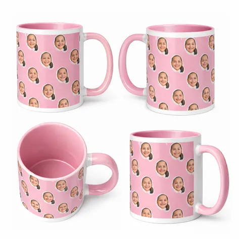Personalised Pink Photo Face Mug For Mum