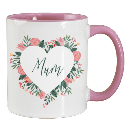 Personalised Mother's Day Floral Heart Wreath Mug