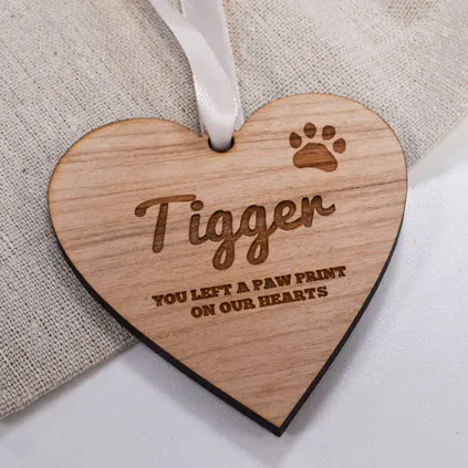 Personalised Pet Memorial Pawprints Wooden Bauble