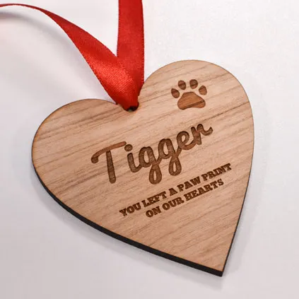 Personalised Pet Memorial Pawprints Wooden Bauble