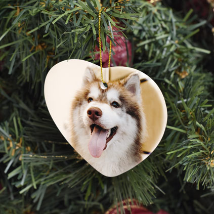 Personalised Pet Photo Ceramic Heart Bauble Decoration