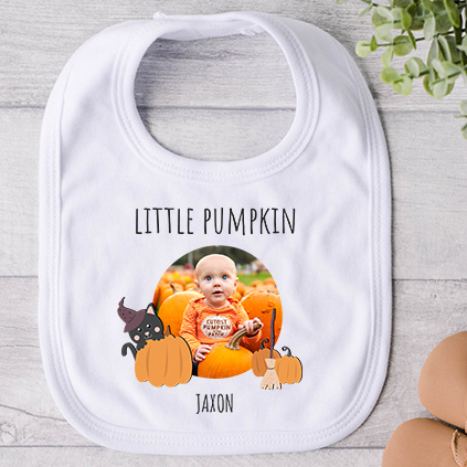 Personalised Baby Bib Halloween Photo Upload