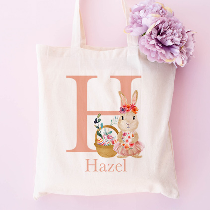 Personalised Pink Bunny Easter Egg Hunt Bag
