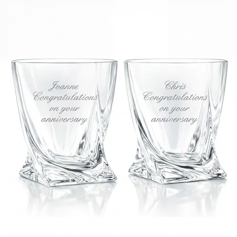 Engraved Quadro Whiskey Glass Set