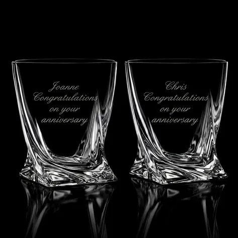 Engraved Quadro Whiskey Glass Set