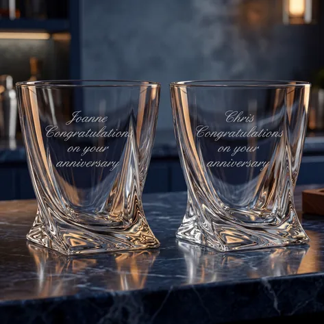Engraved Quadro Whiskey Glass Set