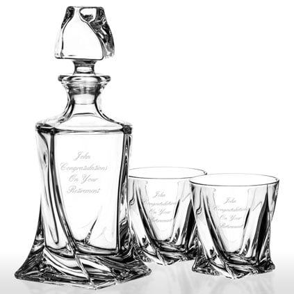 Personalised Quadro Whisky Decanter Set