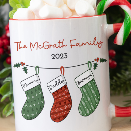 Personalised Christmas Stocking Mug For Families
