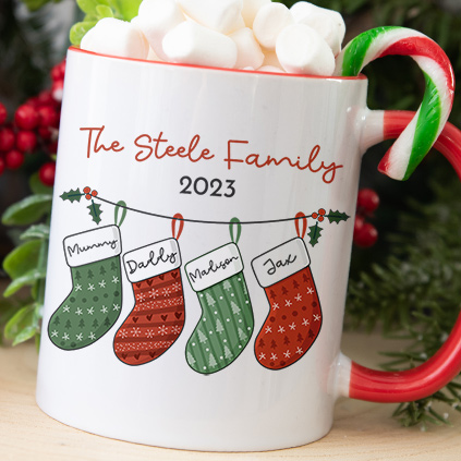 Personalised Christmas Stocking Mug For Families