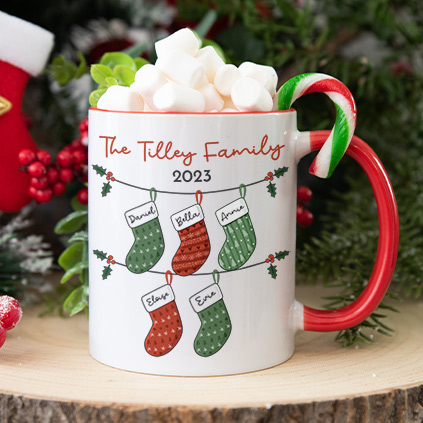 Personalised Christmas Stocking Mug For Families