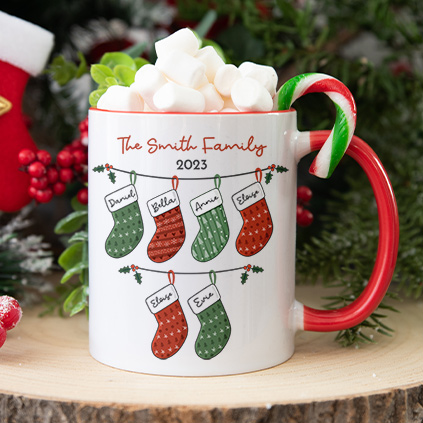 Personalised Christmas Stocking Mug For Families