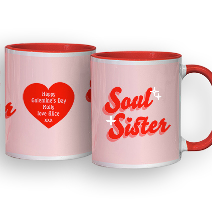 Personalised Galentine's Soul Sister Red Mug