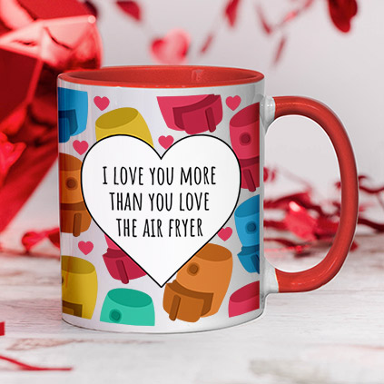 Personalised Valentine's Red Handled Air Fryer Mug