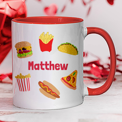Personalised Fast Food Kids Red Mug