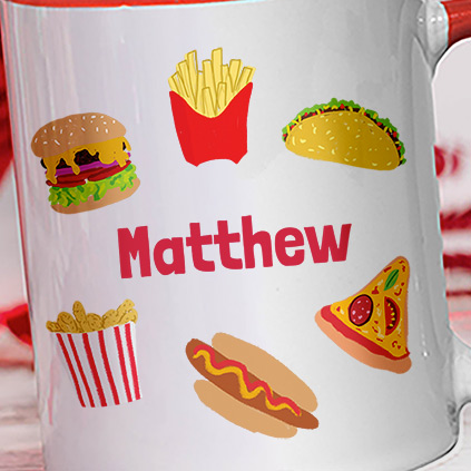Personalised Fast Food Kids Red Mug
