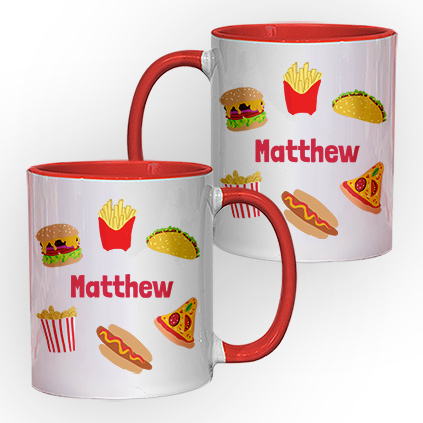 Personalised Fast Food Kids Red Mug