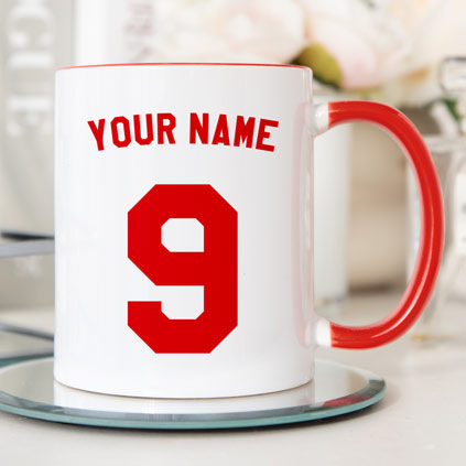 Personalised England Football Red Handled Mug