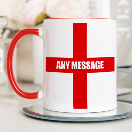 Personalised England Football Red Handled Mug