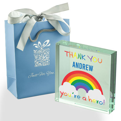Personalised Rainbow You're A Hero Glass Token