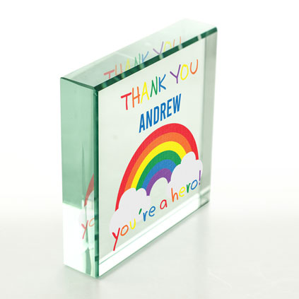 Personalised Rainbow You're A Hero Glass Token