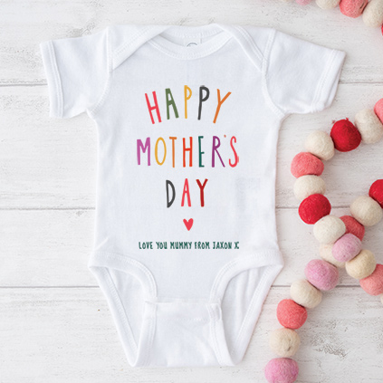 Personalised Bright Happy Mother's Day Baby Grow