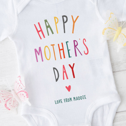 Personalised Bright Happy Mother's Day Baby Grow