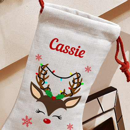 Personalised Reindeer Christmas Stocking