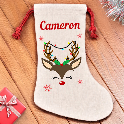 Personalised Reindeer Christmas Stocking