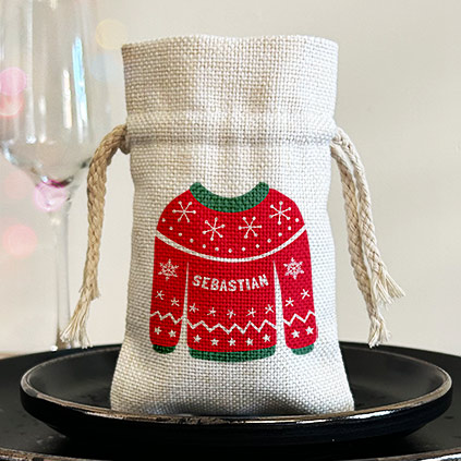 Personalised Mini Christmas Sack Gift Bag - Christmas Jumpers