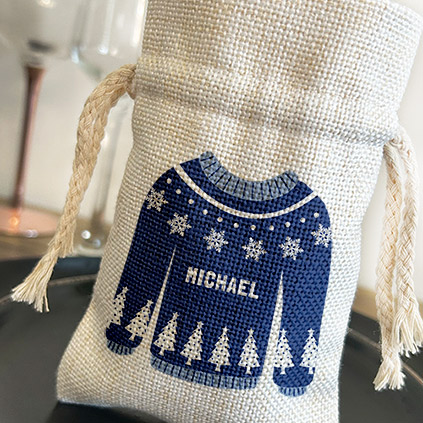 Personalised Mini Christmas Sack Gift Bag - Christmas Jumpers
