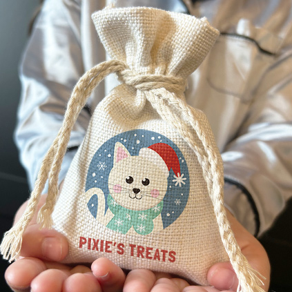 Personalised Mini Christmas Sack Gift Bag - Pet Treats